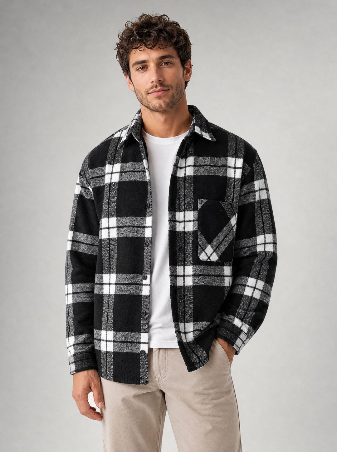 Men's Plaid Flannel Shirt in black