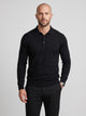 Men's Knitted Polo Collar Jumper in black