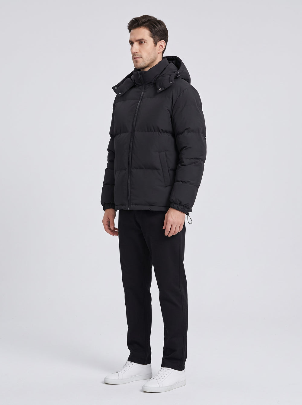 Men's Boxy Quilted Puffer Jacket in black