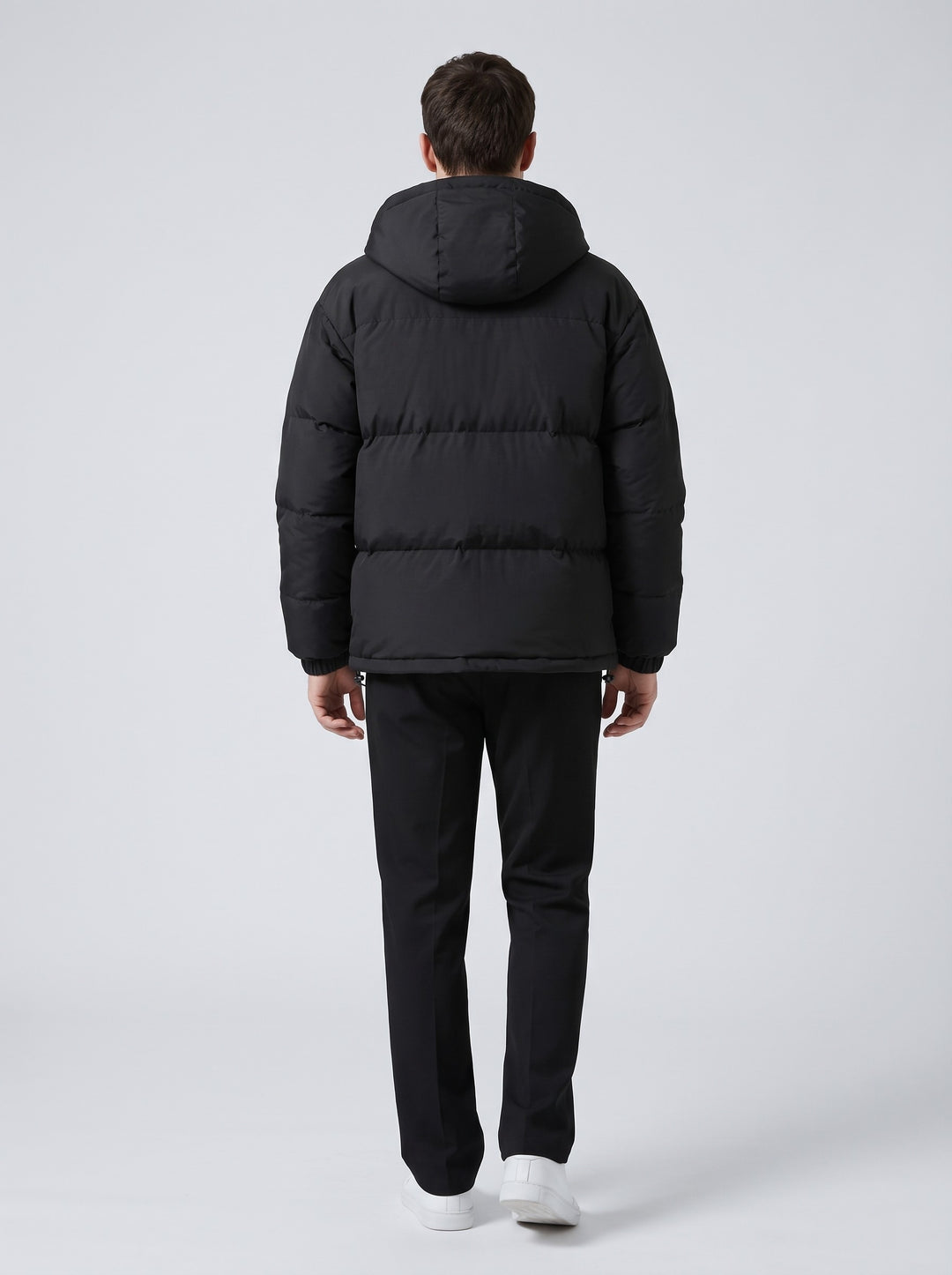 Men's Boxy Quilted Puffer Jacket in black