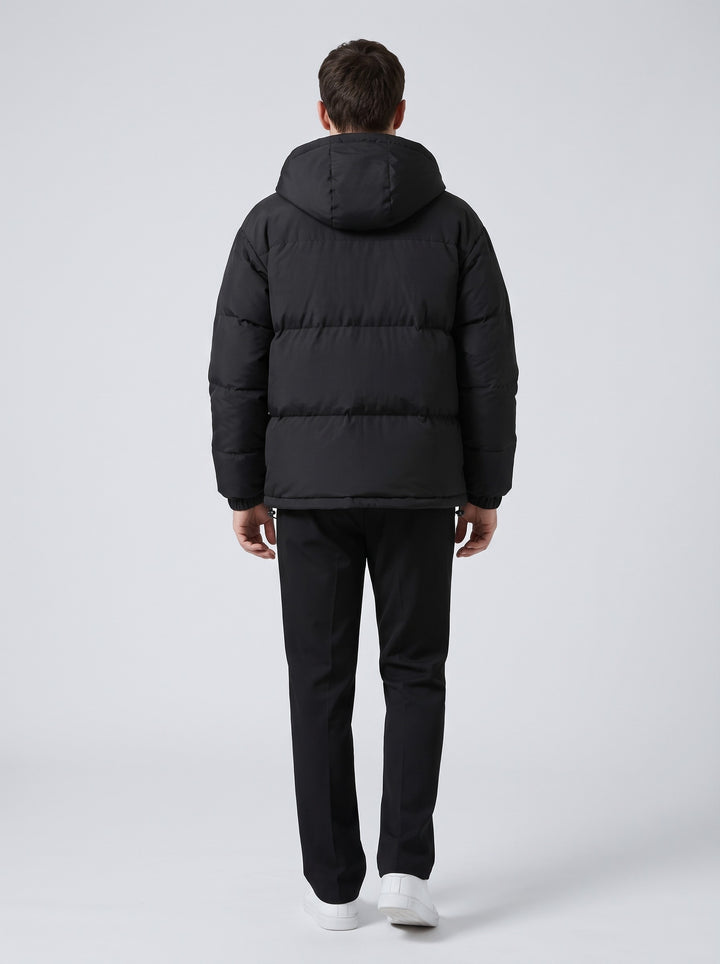 Men's Boxy Quilted Puffer Jacket in black