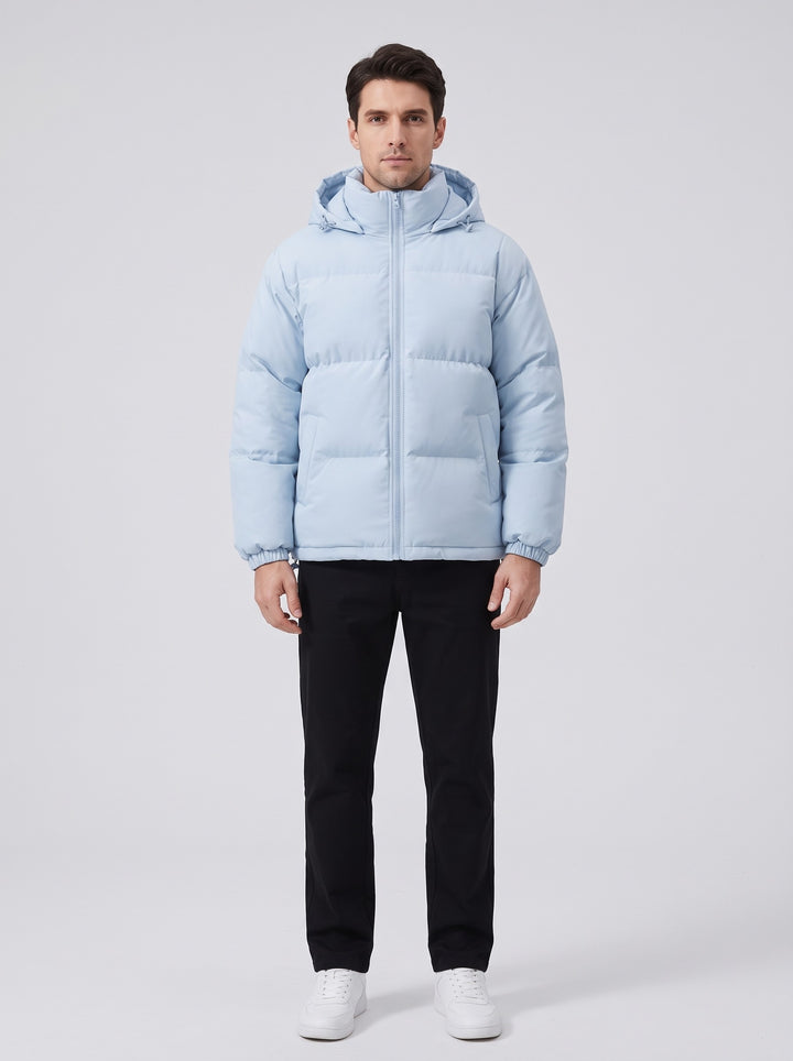Men's Boxy Quilted Puffer Jacket in light blue