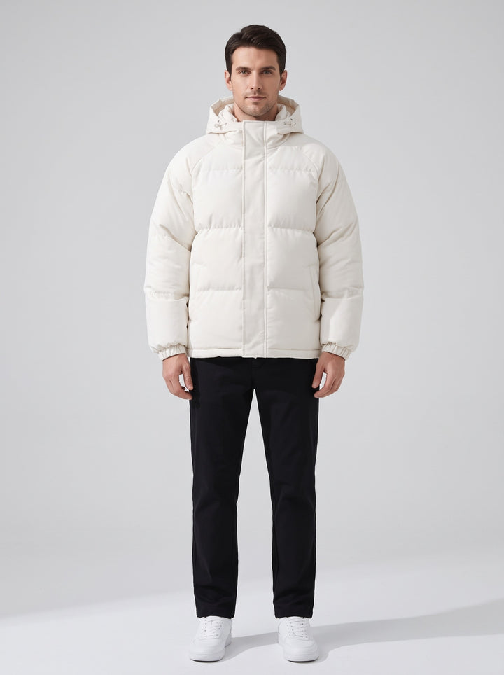 Men's Boxy Quilted Puffer Jacket in off-white