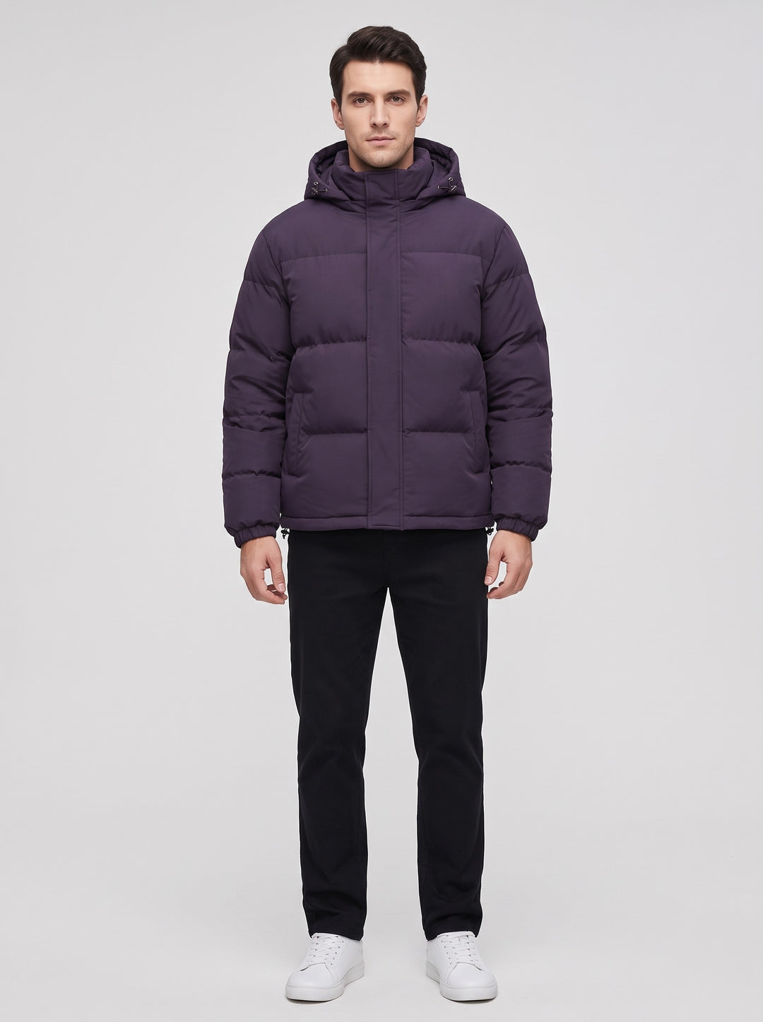 Men's Boxy Quilted Puffer Jacket in purple