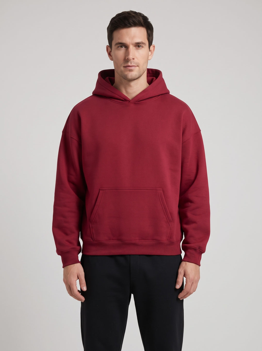 Men's Heavyweight Pullover Hoodie in burgundy