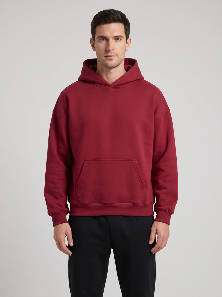 Men's Heavyweight Pullover Hoodie in burgundy