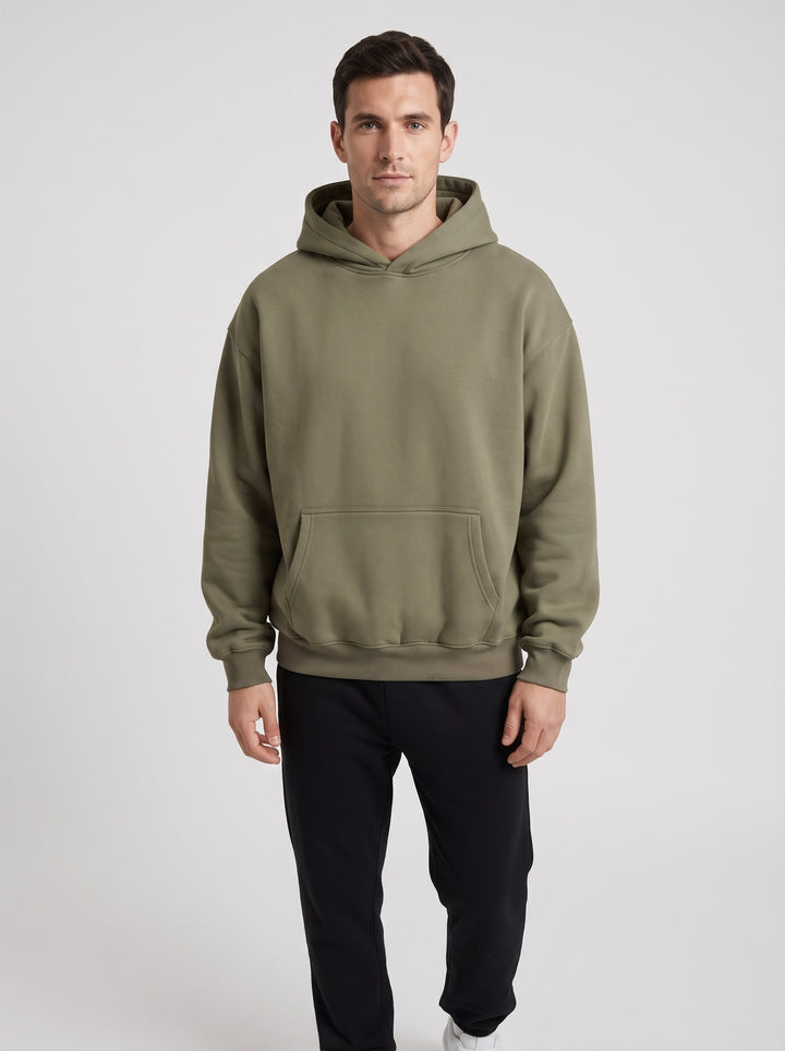 Men's Heavyweight Pullover Hoodie in olive green