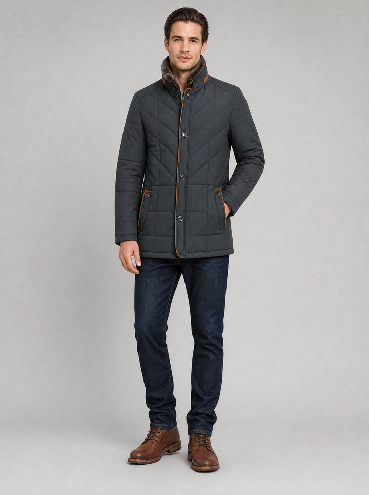 Men's Quilted Winter Jacket in charcoal