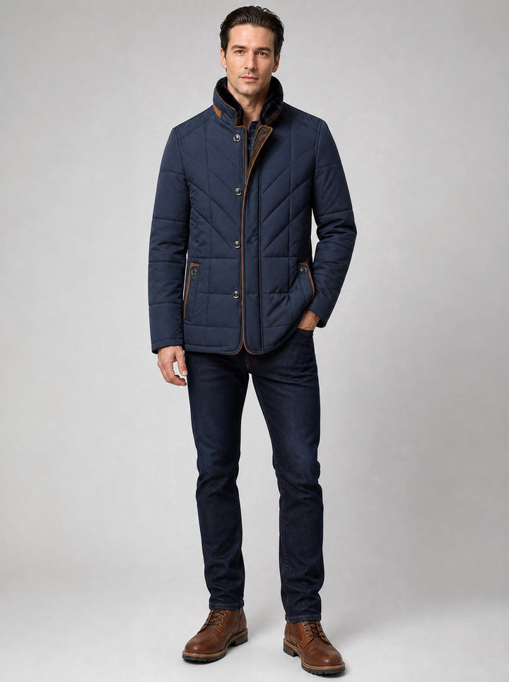Men's Quilted Winter Jacket in navy