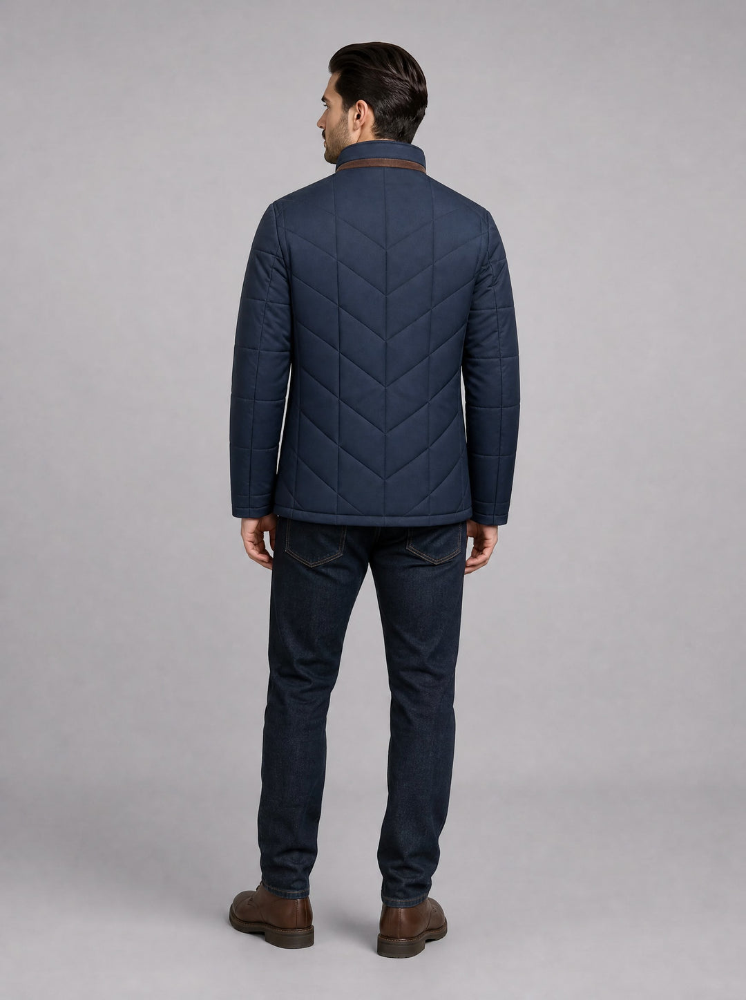 Men's Quilted Winter Jacket in navy
