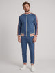 Men's Retro Striped Trim Track Suit in blue