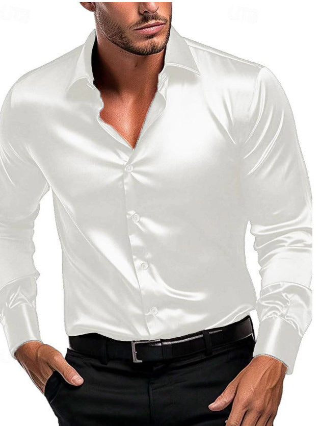 Men's Shiny Satin Dress Shirt