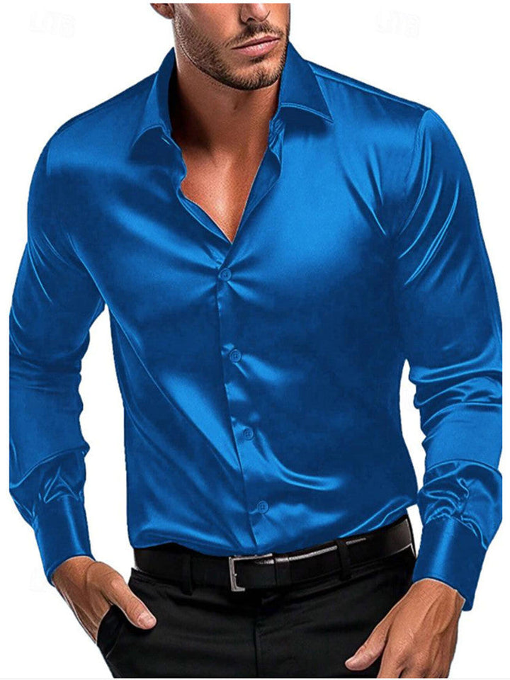 Men's Shiny Satin Dress Shirt