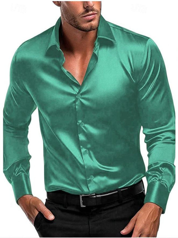 Men's Shiny Satin Dress Shirt