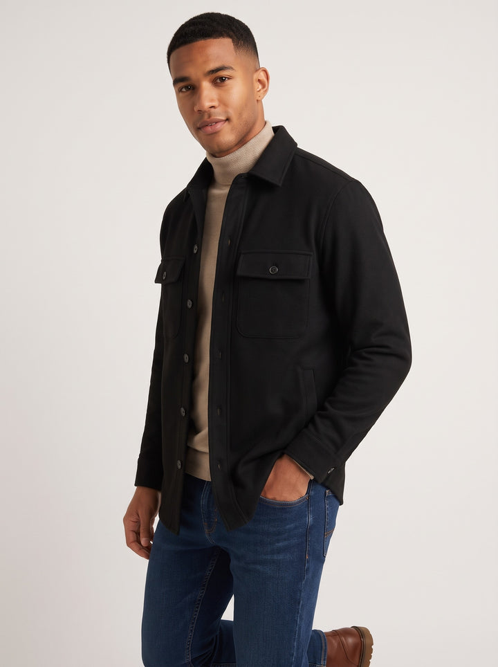 Men's Brushed Shacket in black
