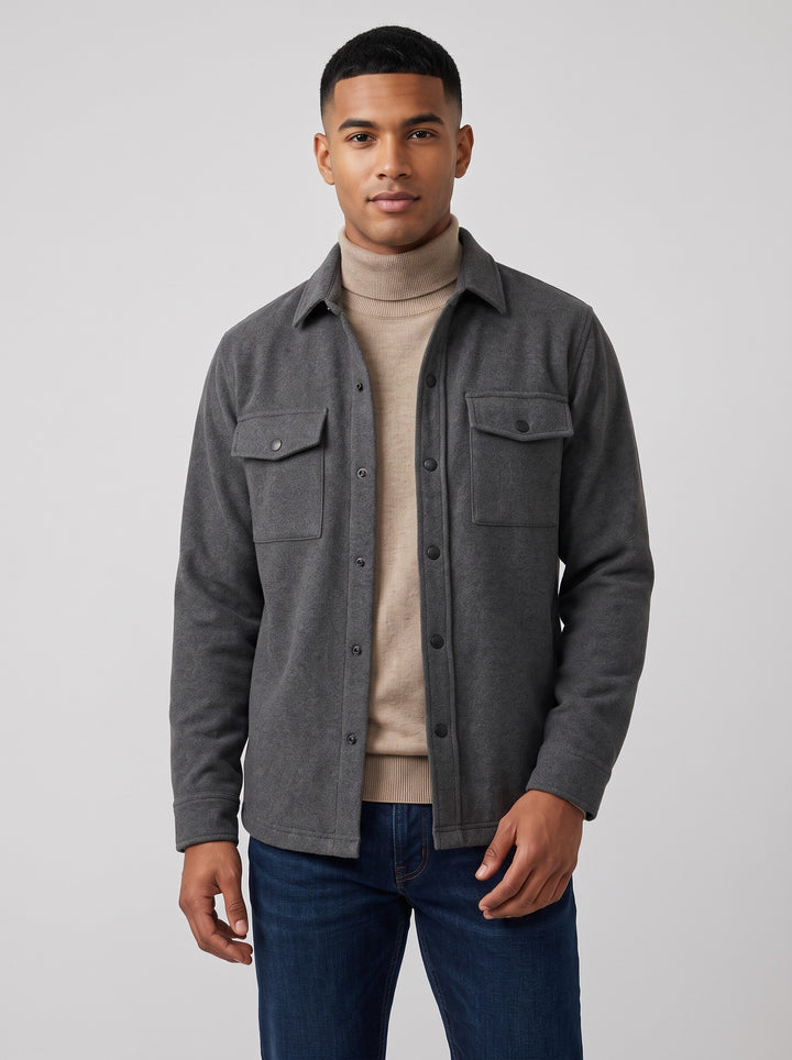 Men's Brushed Shacket in dark grey