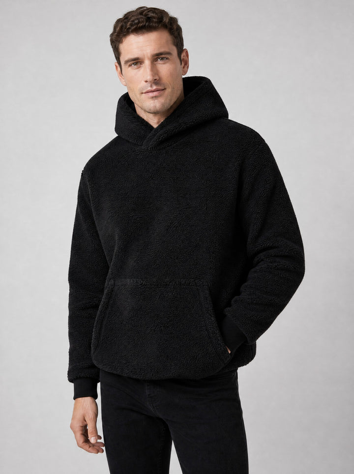 Men's Sherpa Pullover Hoodie in black