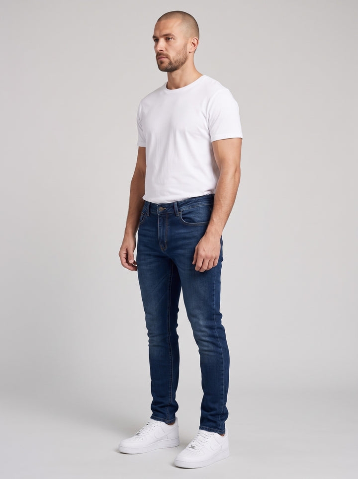 Men's Slim Tapered Jeans in dark blue