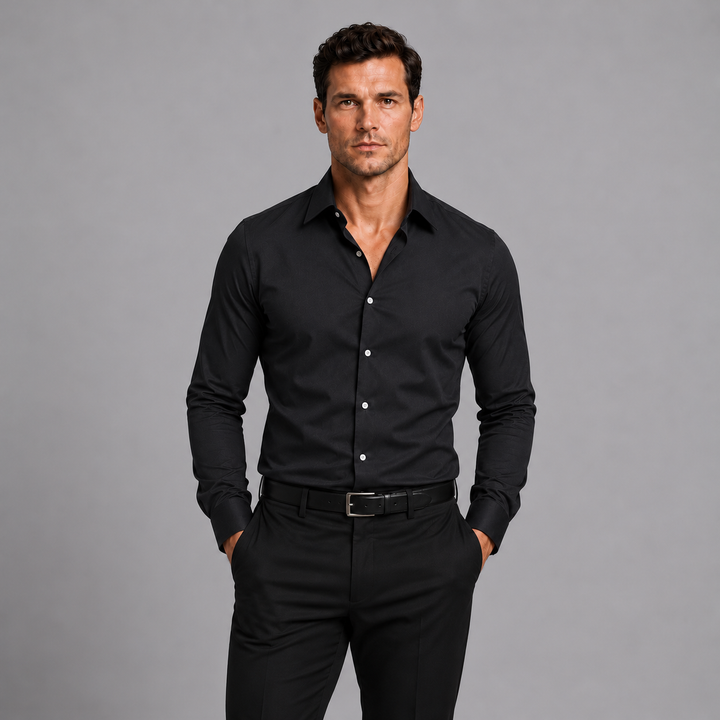 Men's Slim Fit Satin-Look Stretch Shirt