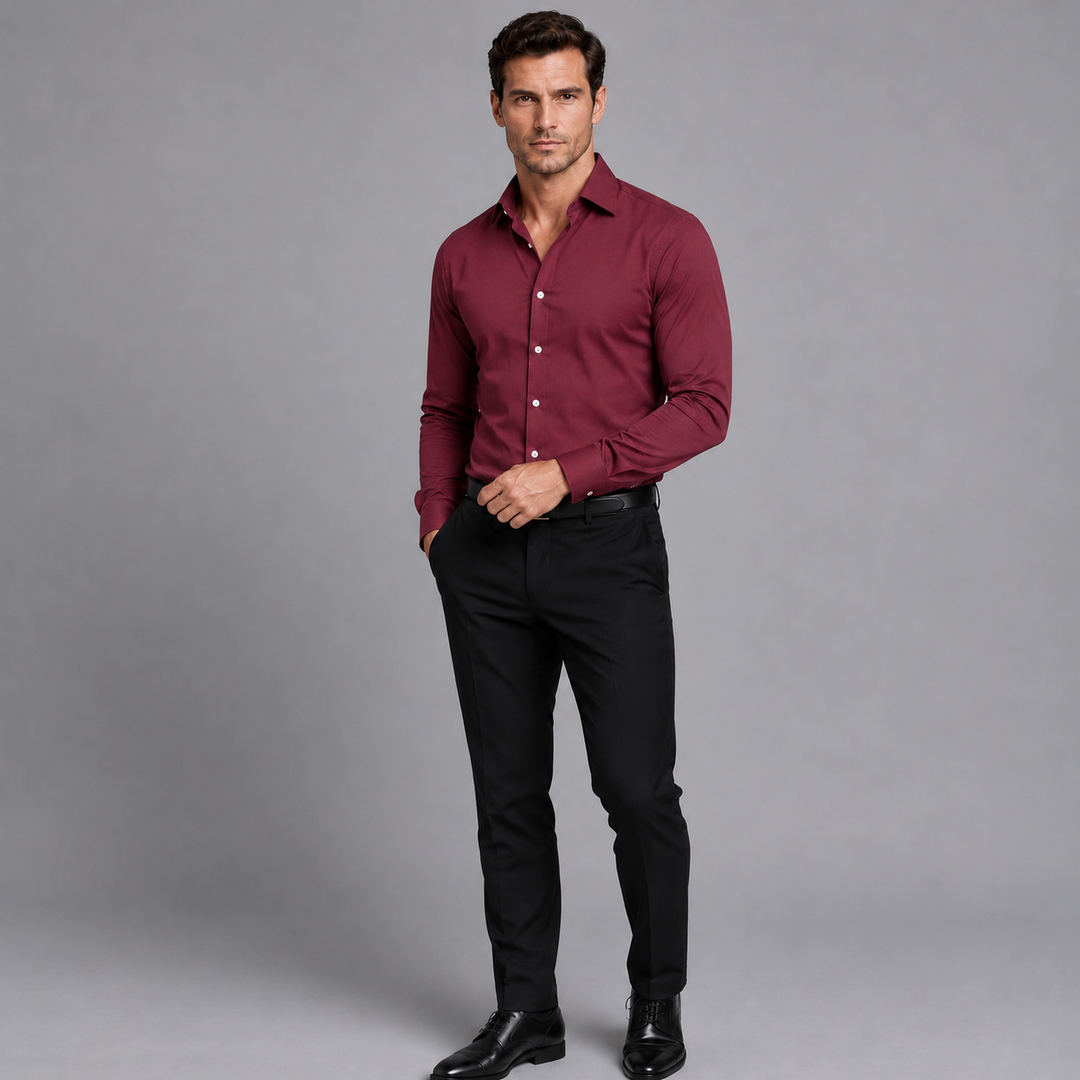 Men's Slim Fit Satin-Look Stretch Shirt