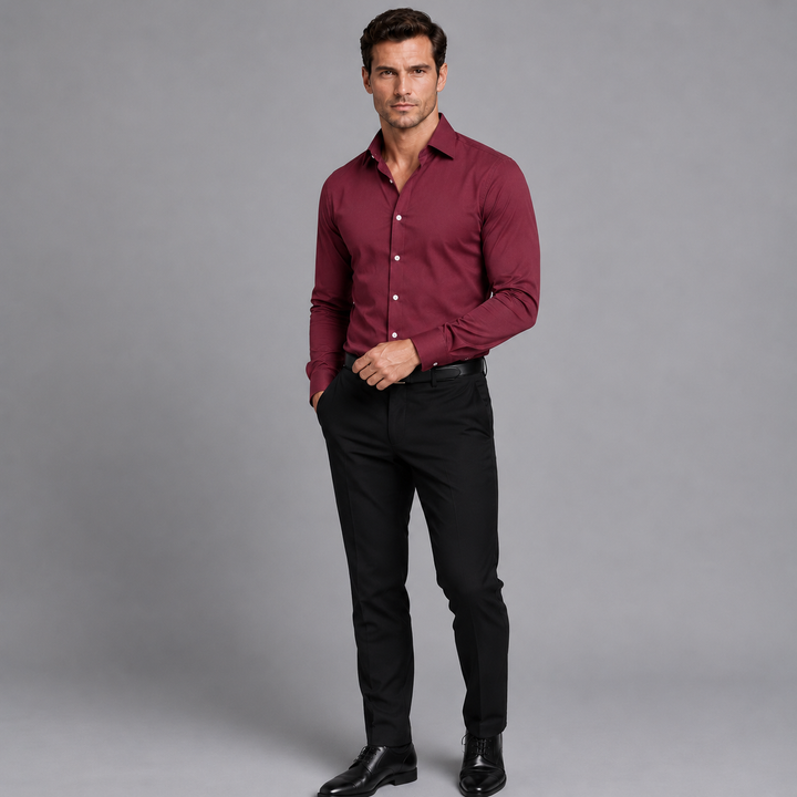 Men's Slim Fit Satin-Look Stretch Shirt