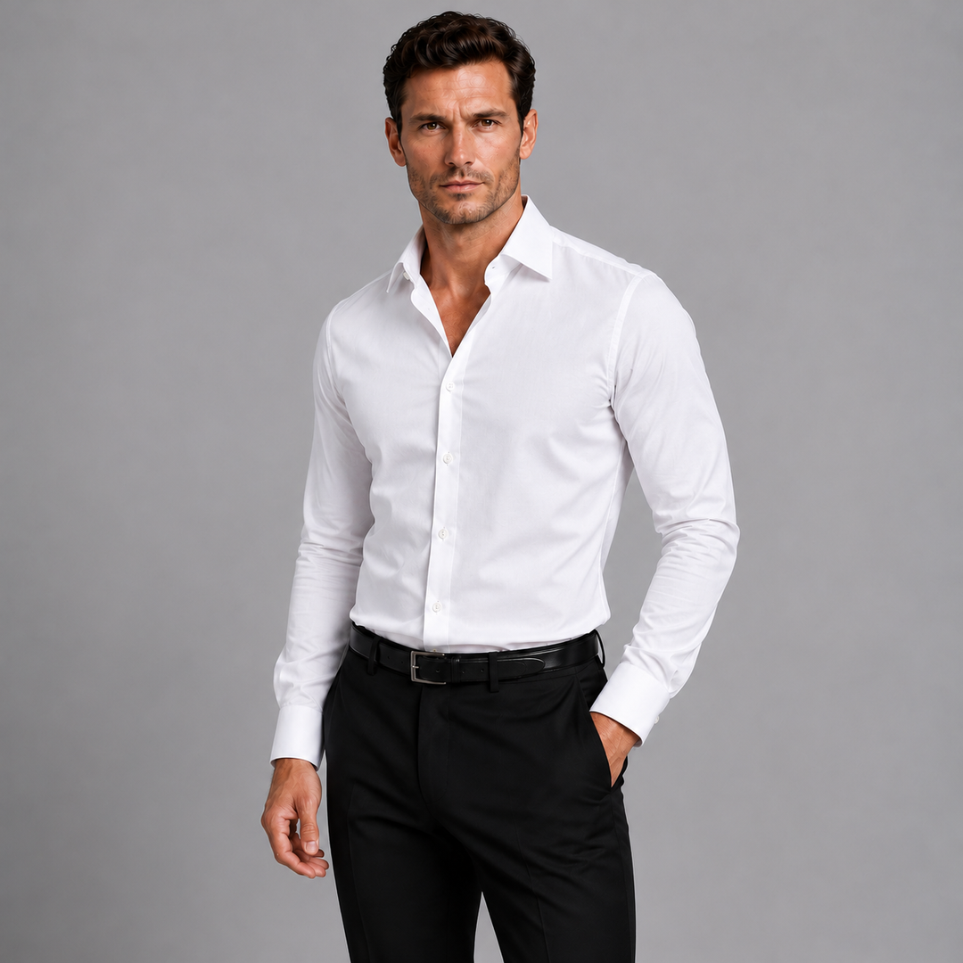 Men's Slim Fit Satin-Look Stretch Shirt