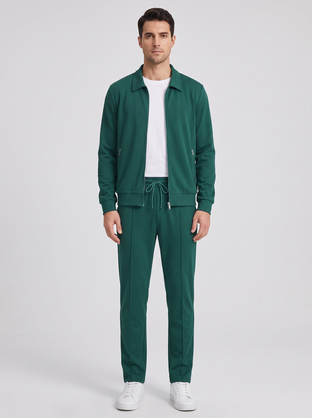 Men's Smart Stretch Tracksuit Set in dark green