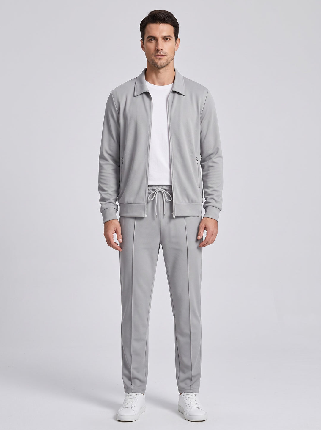 Men's Smart Stretch Tracksuit Set in light grey