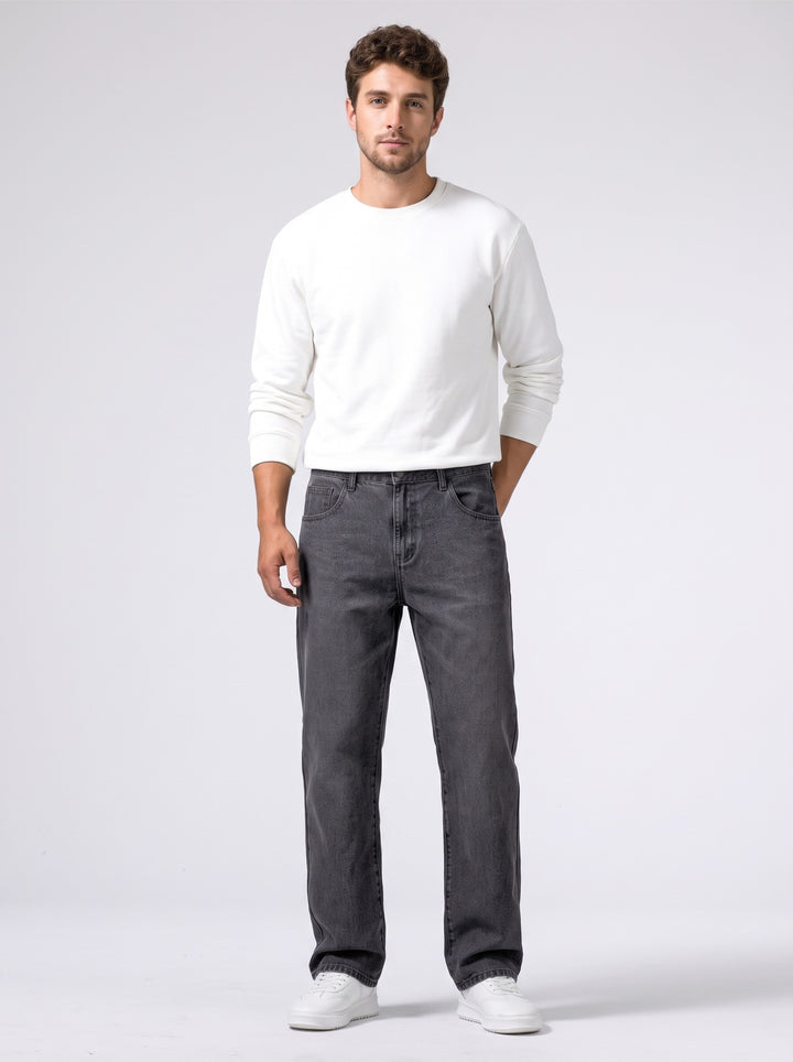 Men's Relaxed Straight Leg Jeans in dark grey