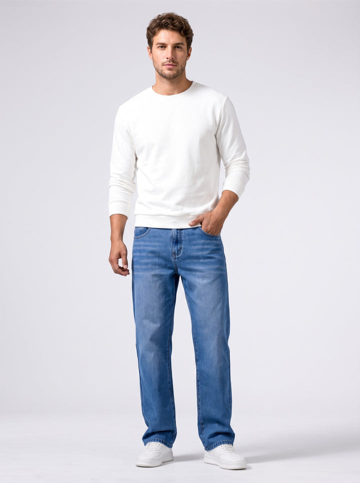 Men's Relaxed Straight Leg Jeans in denim blue