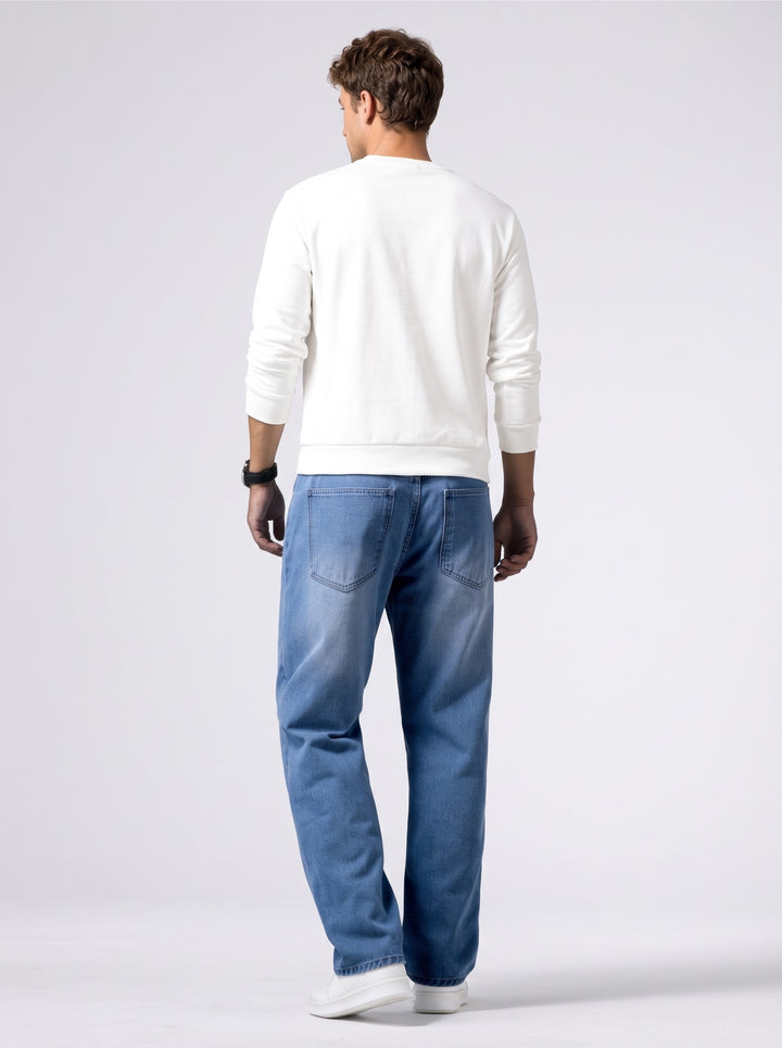 Men's Relaxed Straight Leg Jeans in denim blue