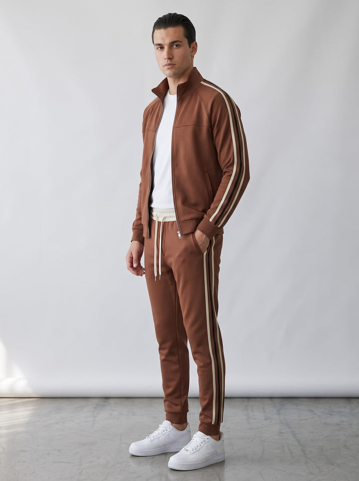 Men's Two-Stripe Track Suit in brown