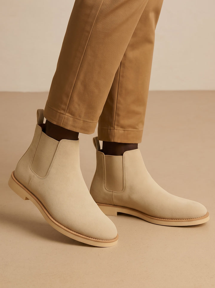 Men's Suede Chelsea Boots in beige