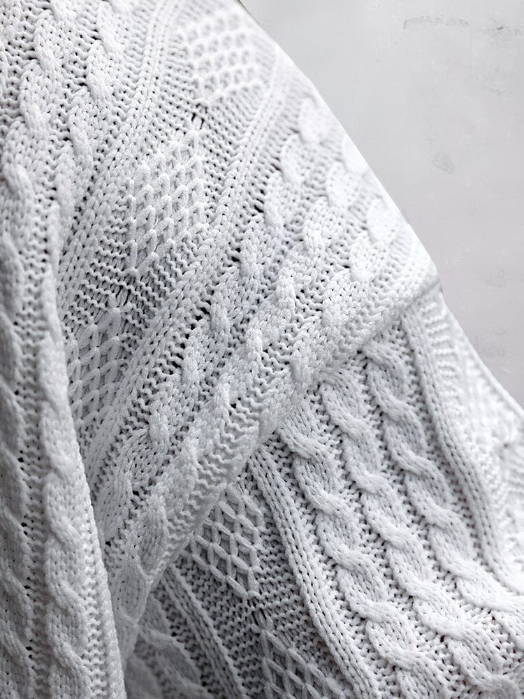 Men's cable knit V-neck shirt and shorts set