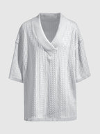 Men's cable knit V-neck shirt and shorts set