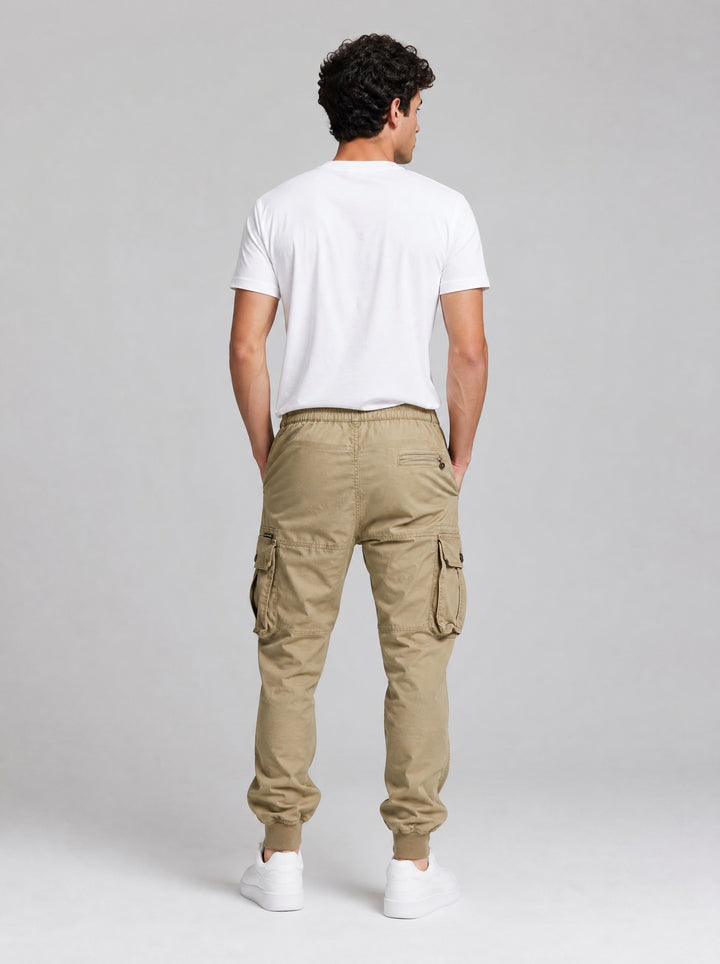 Men's Tapered Cargo Trousers in khaki