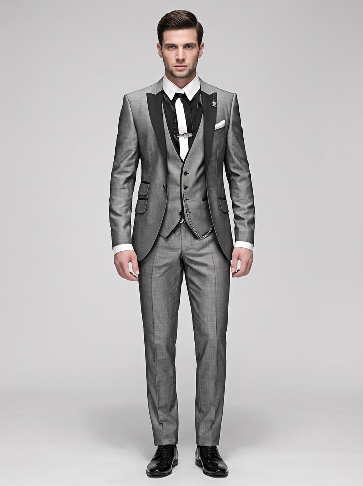 Men's Three-Piece Occasion Suit in grey