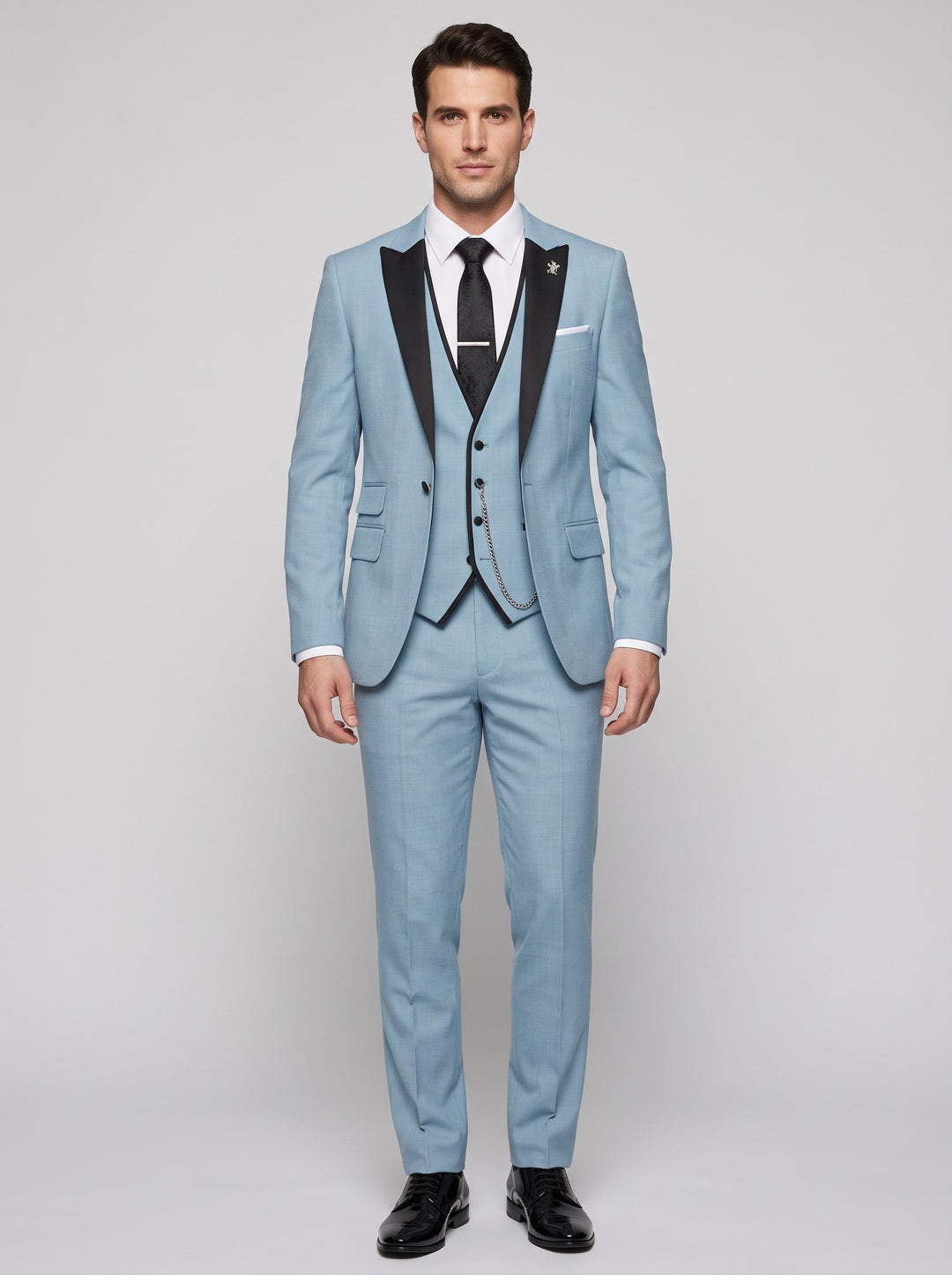 Men's Three-Piece Occasion Suit in light blue