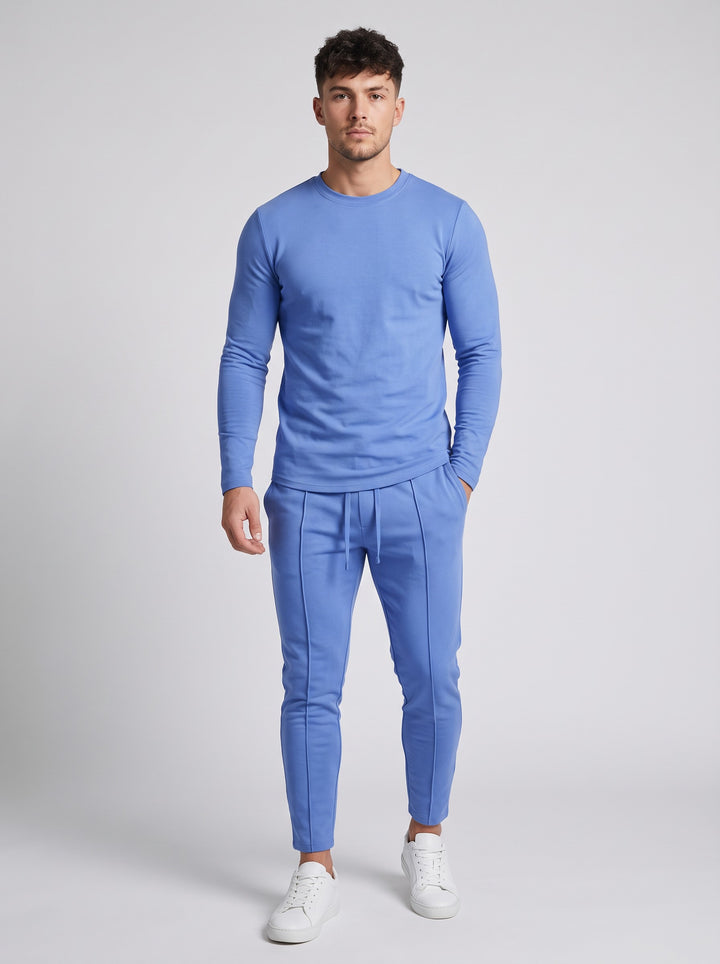 Men's Long Sleeve Top and Tapered Jogger Set in blue