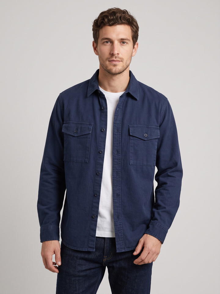 Men's Brushed Utility Overshirt in navy