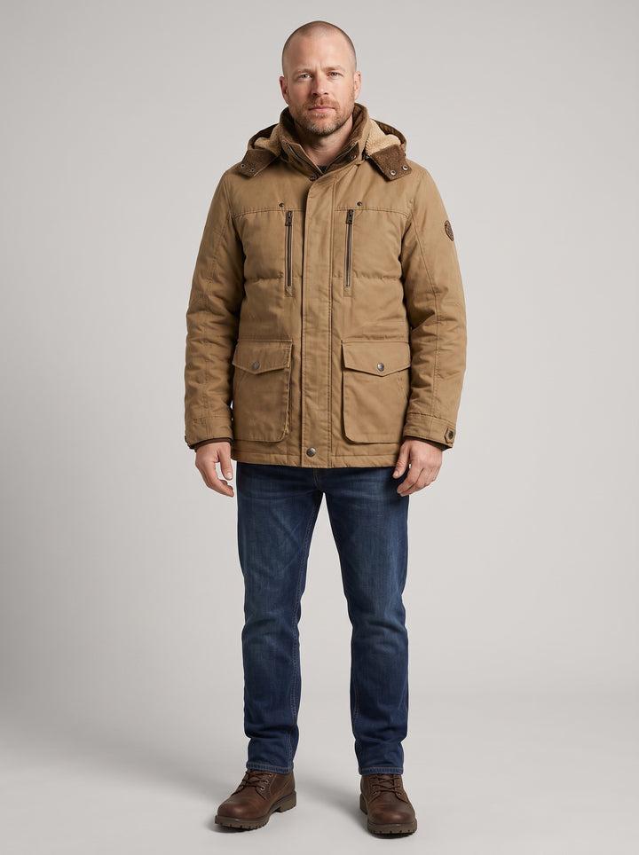 Men's Waterproof Padded Winter Jacket in khaki