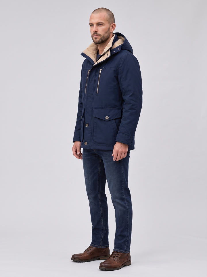 Men's Waterproof Padded Winter Jacket in navy