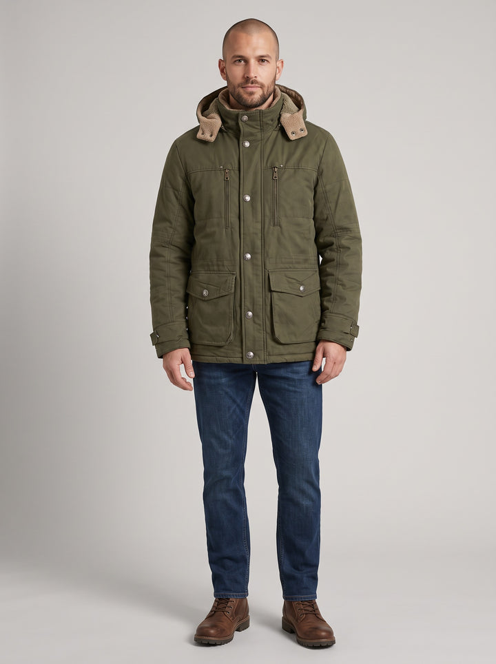 Men's Waterproof Padded Winter Jacket in olive green