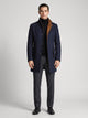 Men's Stand Collar Wool-Blend Overcoat in navy