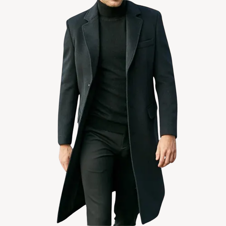 Men's Long Notch Lapel Overcoat