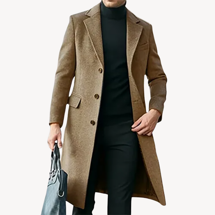 Men's Long Notch Lapel Overcoat