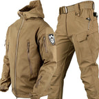Men's hooded outdoor jacket and cargo trousers set