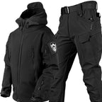 Men's hooded outdoor jacket and cargo trousers set