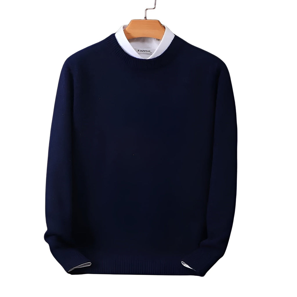Women's plain crew neck pullover sweater with long sleeves