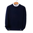 Women's plain crew neck pullover sweater with long sleeves